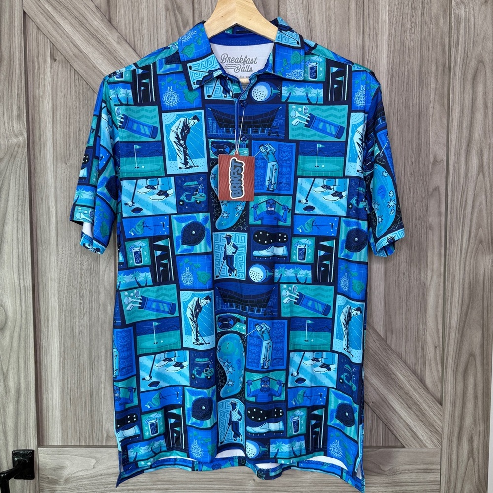 RSVLTS Breakfast Balls "Tee-Ki Time" All-Day Polo Golf Shirt - Size M